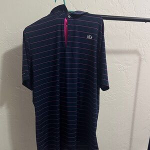 Navy and Pink Striped Good Good Men's Polo Shirt